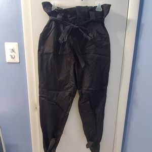 Black paperbag pants